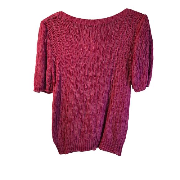IH Collectibles Raspberry Textured Knit Top, Size L – Linen Cotton Blend [0362] - Picture 2 of 8